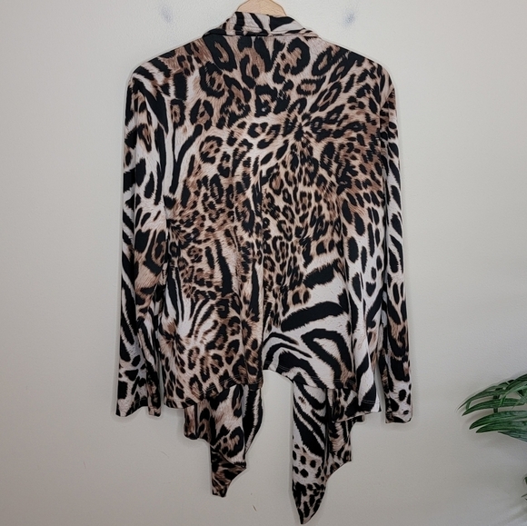 Karen Kane | Cheetah Print Open Front Draped Cardigan Size 3X - Picture 4 of 4